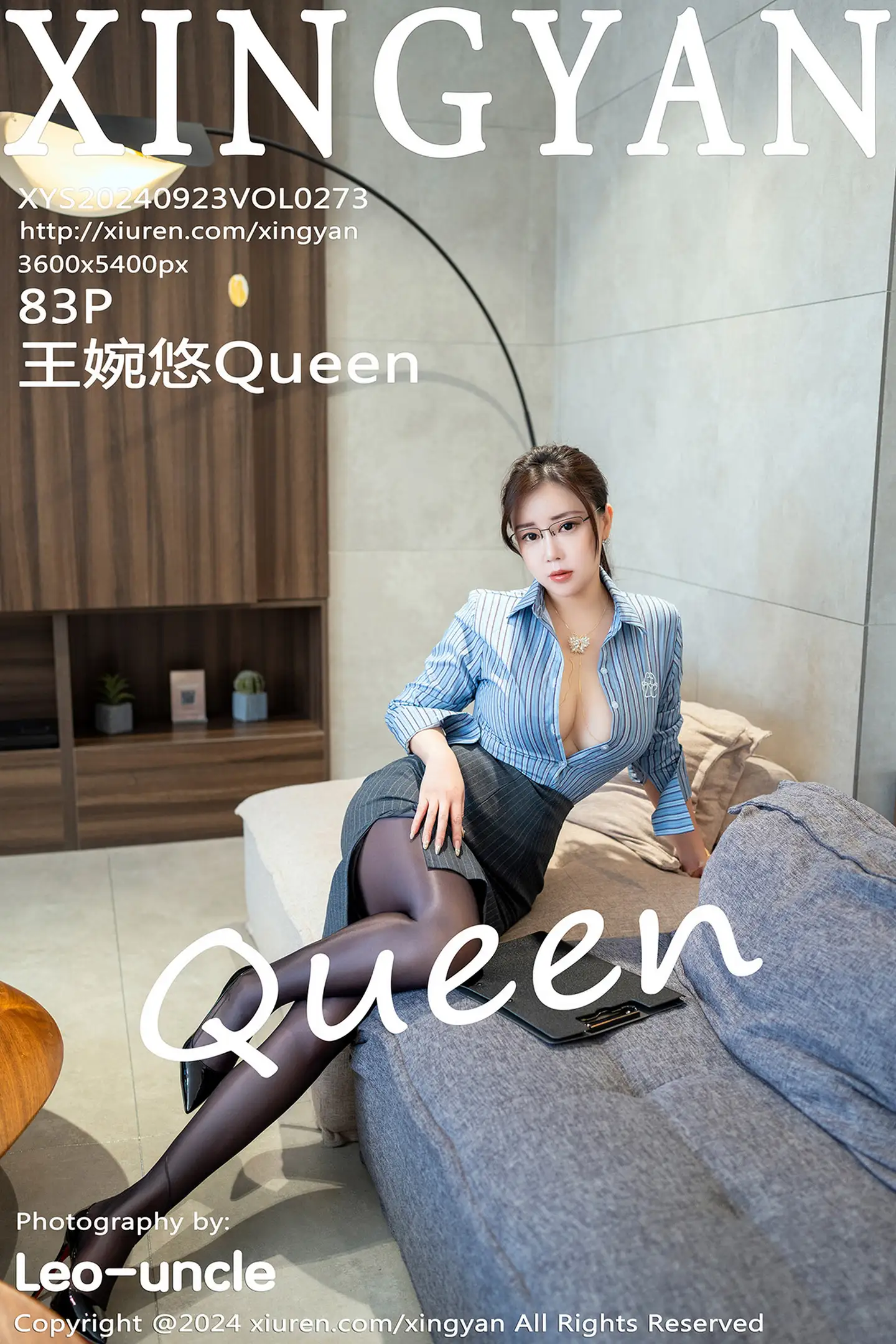 [XINGYAN星颜社]VOL.273_模特王婉悠Queen性感蓝色衬衫配开档黑丝秀惹火身材诱惑写真83P-秀人网 - XiuRen.Pro